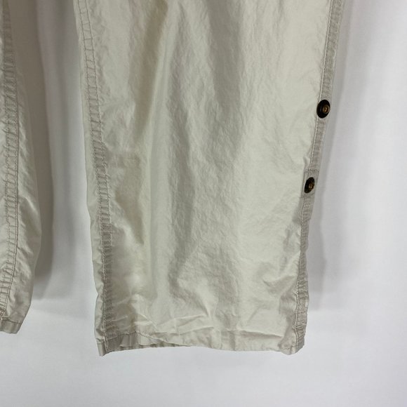 Levis 14 Pants Capris Roll Up Leg 100% Cotton Poplin Cream Ivory Flap Pockets - Picture 4 of 10